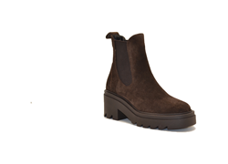 TRONCHETTO CON TACCO IN PELLE SCAMOSCIATA TESTA DI MORO 